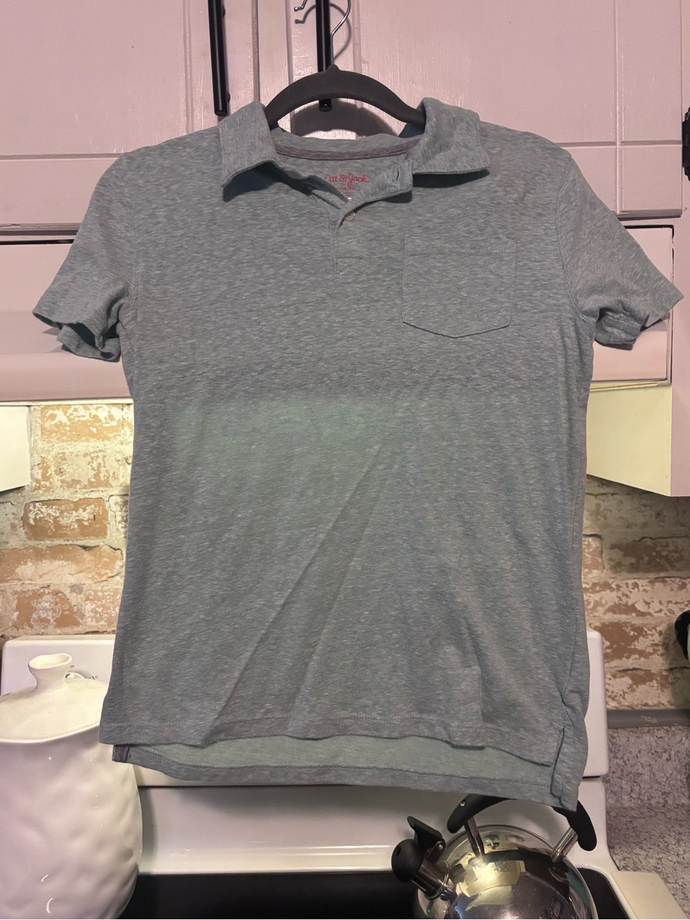 Boys Heather Slate Polo Shirt with Chest Pocket